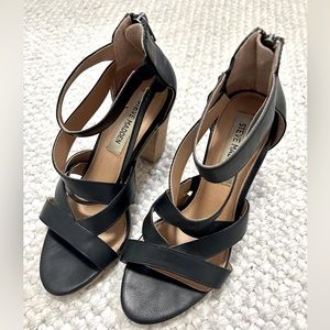 Steve Madden Black Strapped Heel, size 7